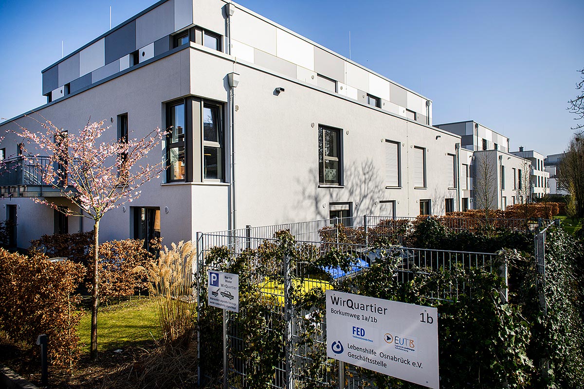 Blick auf das Gebäude des WirQuartiers>